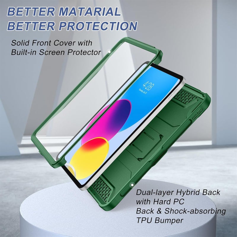 Soke Case for iPad (A16) 11th Generation 11-inch 2025, iPad 10th Generation 10.9-inch 2022, with Built-in Screen Protector and Kickstand, Rugged Full Body Protective Cover - Alpine Green - Image 5